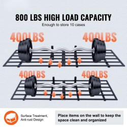 Seinään asennettava teräshylly 2 tasoa teräs 183 senttimetriä leveä 61 senttimetriä syvä