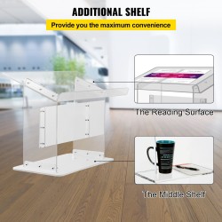 Akryylinen pöytämallinen puhujapöytä 49,5 cm korkea viisto taso kirjatuki