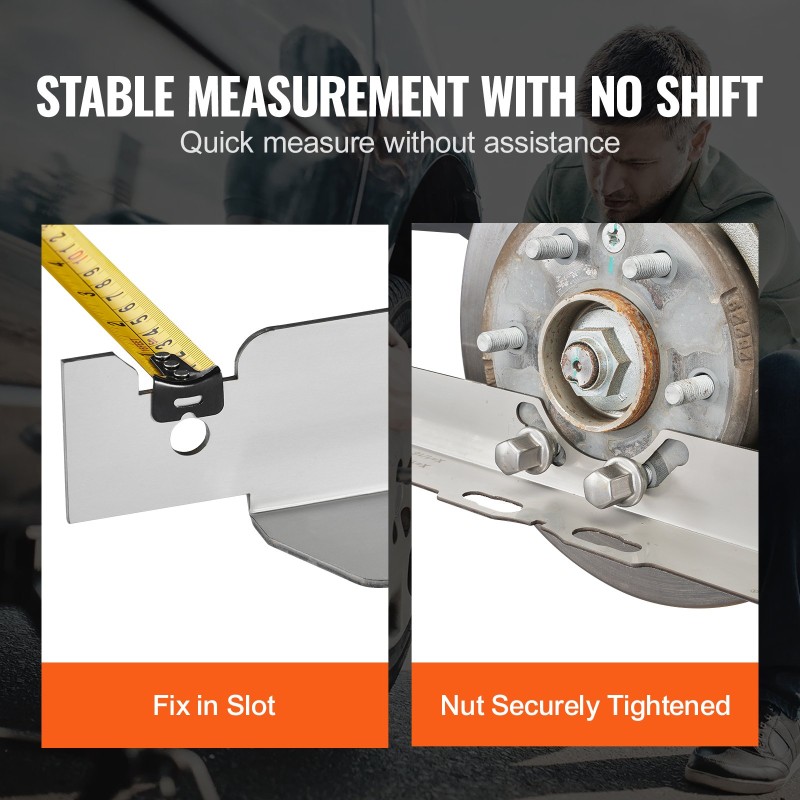 Pyörän aurauskulman mittauslevyt 2 kpl ruostumattomasta teräksestä 5 m mittanauhoilla
