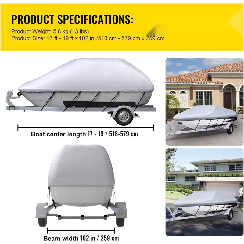 Veneen suojapeite 210D polyesterikangas 14–16 jalan V-runkoisille veneille