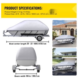 Veneen suojapeite 210D polyesteri 610–670 cm V-runkoisille enintään 269 cm