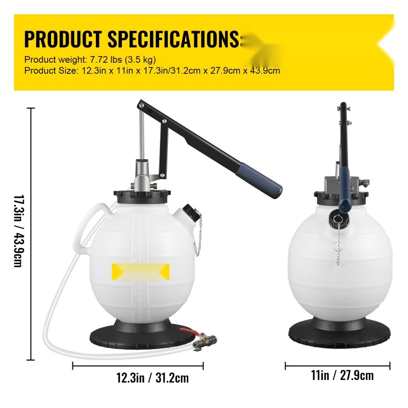 Vaihteistoöljyn täyttöpumppu käsikäyttöinen 7,5 litraa kupari ja muovi 15 adapteria