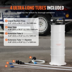 Nesteenpoistaja 6,5 l manuaalinen ja pneumaattinen imupumppu letkulla ja öljytikulla