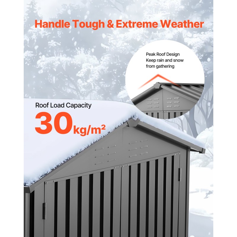 Metallinen pihavarasto galvanoitu teräs mitat 1860×1210×1841 mm lukittavat kaksoisovet neljä tuuletusaukkoa