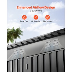 Metallinen puutarhavaja galvanoitu teräs lukittava ovi 2 tuuletusaukkoa mitat 1533x876x1815 mm