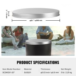 Tulipesän kansi halkaisija 508 mm SUS304-ruostumaton teräs ulkokäyttöön