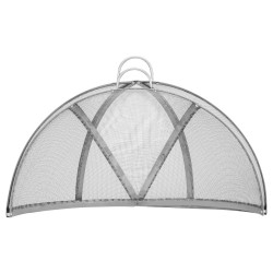 Tulisijan kansi kolmenkymmenen tuuman halkaisijalla ruostumattomasta teräksestä kipinäsuojalla ulkokäyttöön