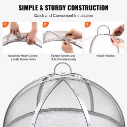 Tulisijan kansi kolmenkymmenen tuuman halkaisijalla ruostumattomasta teräksestä kipinäsuojalla ulkokäyttöön