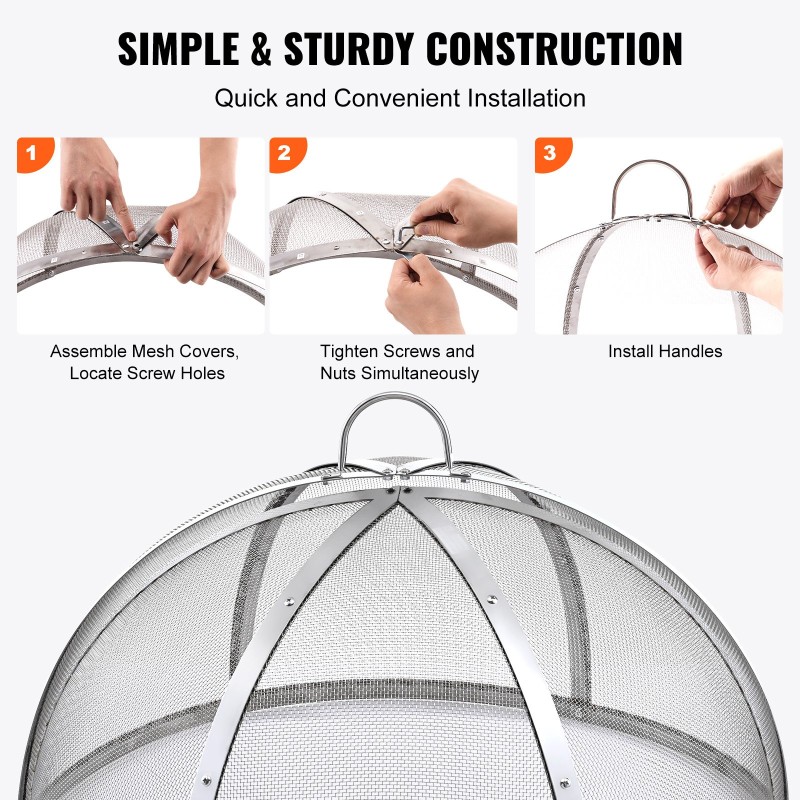 Tulisijan kansi kolmenkymmenen tuuman halkaisijalla ruostumattomasta teräksestä kipinäsuojalla ulkokäyttöön