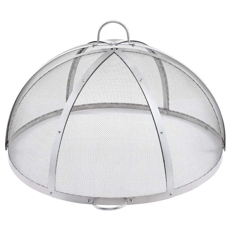 Tulisijan kansi kolmenkymmenen tuuman halkaisijalla ruostumattomasta teräksestä kipinäsuojalla ulkokäyttöön