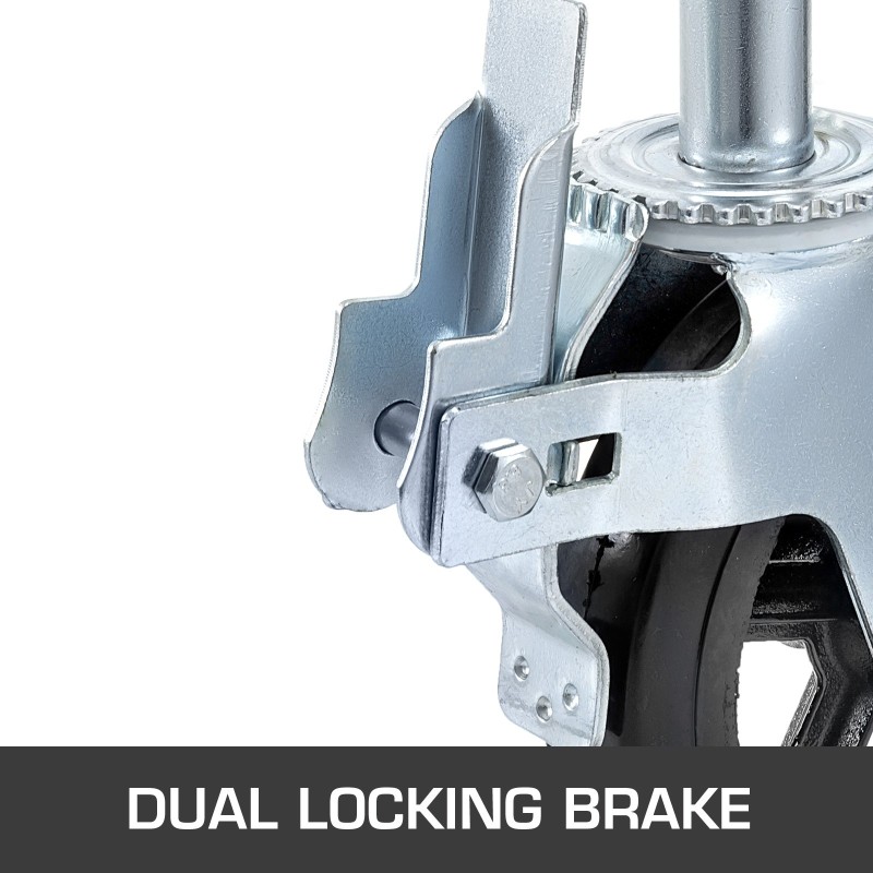 Kääntyvät telinepyörät 8 tuumaa 2 tuumaa leveät 4 kpl polyuretaanipinnalla kaksitoiminen lukkojarru