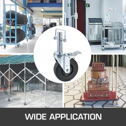 Telinepyörät 5 tuuman kumirengas teräsrunko 4 kappaletta kaksoislukitus 1 tuuman pyörötappi