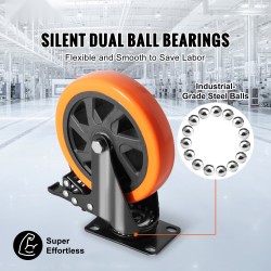 Kääntyvät kalustepyörät PVC 152 mm 4 kpl 360 asteen A/B-lukitus 318 kg/pyörä