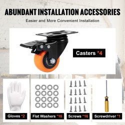 Kääntöpyörät 5,1 cm PVC 4 kpl kaksoislukitus kaksoiskuulalaakerit 68 kg