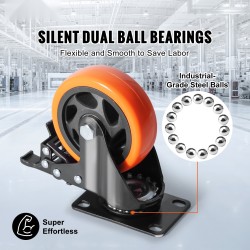 Kääntyvät kalustepyörät PVC 10,1 cm 4 kpl kukin 159 kg kantava AB-lukitus