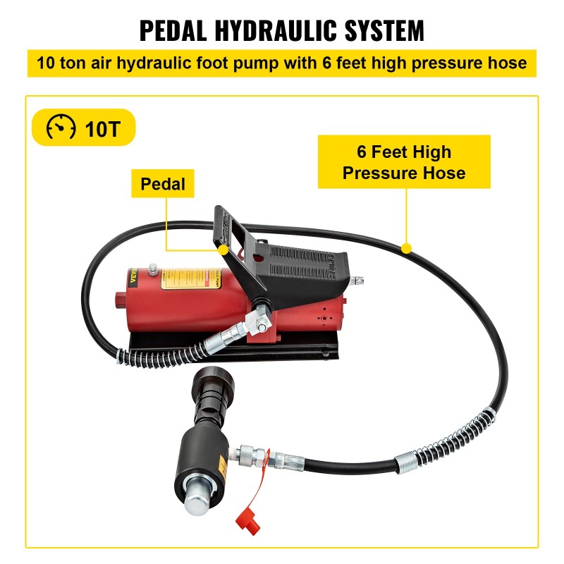 Hydraulinen pakoputken laajenninsarja 4,1–10,8 cm 10 tonnin jalkapumpulla alumiini ja teräs säilytyslaukuilla