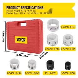 Pakoputken venytys- ja laajennussarja teräs- ja alumiiniseoksesta 1-5/8"–4-1/4" 7-osainen