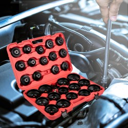 Öljynsuodattimen matalaprofiilinen teräshylsysarja 30 osaa 3/8-tuuman kara musta pinnoite kantolaukku