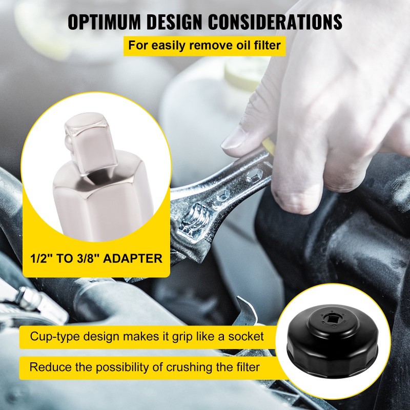 Öljynsuodatin hylsysarja teräs 14-osainen matalaprofiilinen sisältää sovittimen ja säilytyslaukun