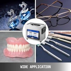 Ultraäänipesuri 3,2 l ruostumaton teräs digitaalinen säädettävä lämmitys ajastin koruille ja pienosille