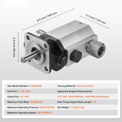 Hydraulinen hammastettu halkomakoneen pumppu kaksivaiheinen 60,6 l/min 27,6 MPa alumiinirunko
