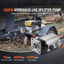 Hydraulinen hammaspyöräpumppusarja alumiinirunko 2-vaiheinen 60,6 l/min 27,6 MPa puunhalkaisijoihin