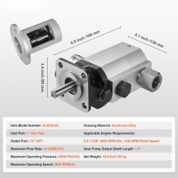 Hydraulinen hammaspyöräpumppusarja alumiinirunko 2-vaiheinen 60,6 l/min 27,6 MPa puunhalkaisijoihin