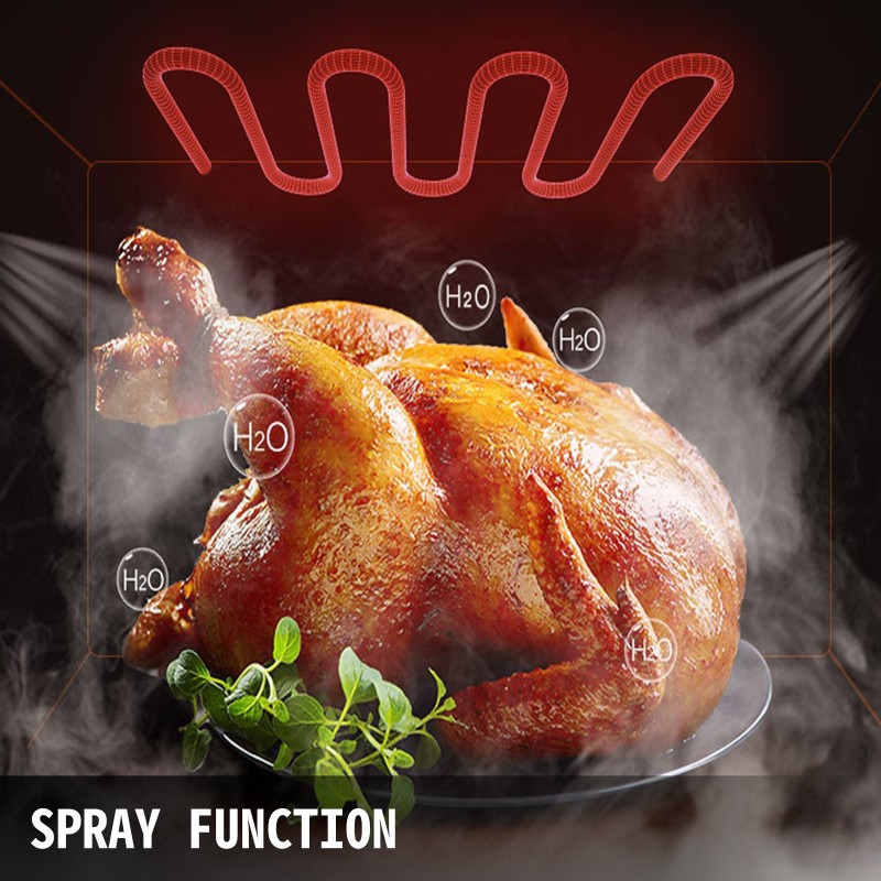 Pöytätason kiertoilmauuni ruostumatonta terästä 60 l 4-tasoinen ruiskutustoiminnolla