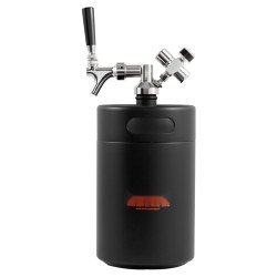 Olutminitynnyri viisi litraa ruostumattomasta teräksestä hanajärjestelmällä ja hiilidioksidipainesäädöllä