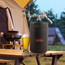 Olutminitynnyri viisi litraa ruostumattomasta teräksestä hanajärjestelmällä ja hiilidioksidipainesäädöllä