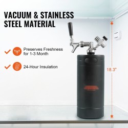 Minitynnyri 4L ruostumaton teräs paineistettu hanalla paineensäätimellä ja painemittarilla vuotamattomalla tiivistyksellä