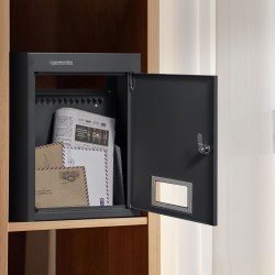 Seinäasennettava läpivientipostilaatikko jauhemaalattu teräs 320×158×430 mm musta koodilukolla