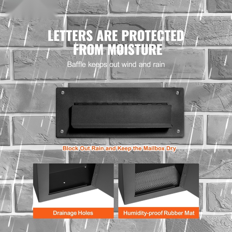 Läpivientipostilaatikko raskasta teräslevyä 330×178×430 mm musta yhdistelmälukolla säänkestävä