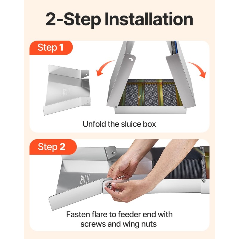 Huuhtelukouru alumiiniseoksesta 50 tuumaa taittuva kevyt kullanhuuhdontaan