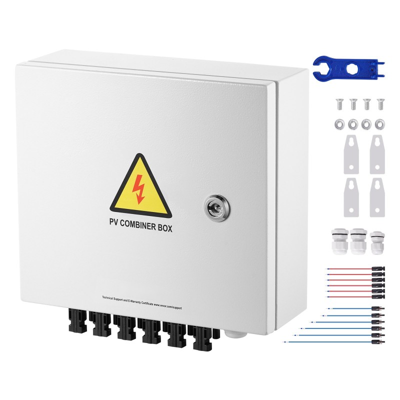PV-yhdistinkotelo teräskuori 6 tuloa 1 lähtö 15A sulakkeet 125A pääkatkaisija IP65
