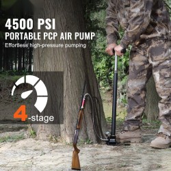 PCP-käsipumppu 4-vaiheinen 4500 PSI ruostumaton teräs alumiiniseos öljy-kosteussuodatin painemittarilla