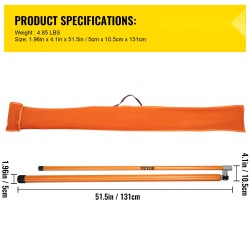 Lasikuituinen sähköä johtamaton kuormankorkeusmittatikku 15 jalan taittuva kantolaukulla ajoneuvokuljetuksiin