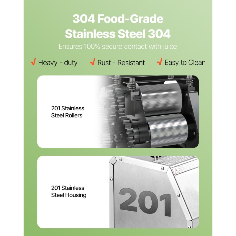 Manuaalinen sokeriruokomehupuristin ruostumatonta terästä 3 rullaa käsikampilla 110 paunaa tunnissa