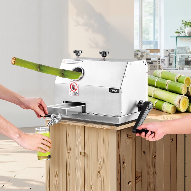 Manuaalinen sokeriruokomehupuristin ruostumatonta terästä 3 rullaa käsikampilla 110 paunaa tunnissa