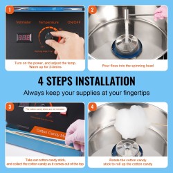 Sähkökäyttöinen hattarakone 1000 wattia ruostumattomalla teräskulholla 6 hattaraa minuutissa sininen