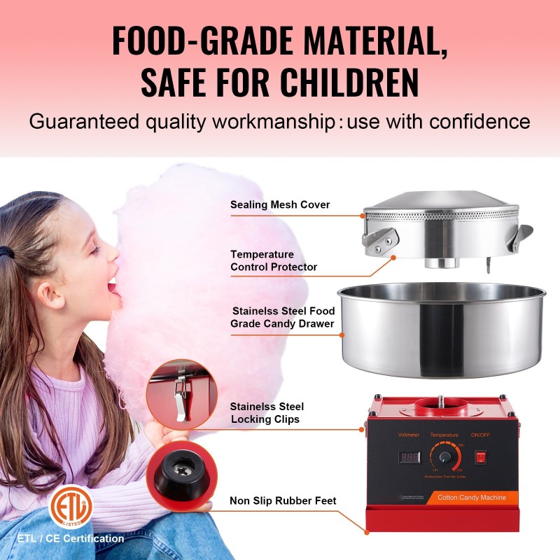 Sähkökäyttöinen hattarakone 1000W elintarvikekelpoinen ruostumaton teräskulho 6 kpl/min punainen