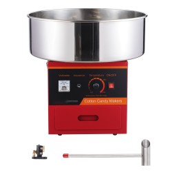 Sähkökäyttöinen hattarakone 1000W elintarvikelaatuluokan ruostumaton teräskulho 6 hattaraa minuutissa punainen