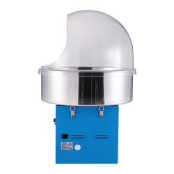 Sähköinen sininen hattarakone 1000 W ruostumattomalla teräskulholla suojakannella noin 6 hattaraa minuutissa