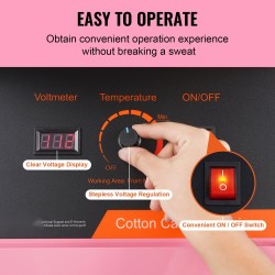 Sähköinen hattarakone 1000 wattia ruostumaton teräskulho 6 hattaraa minuutissa suojakupulla pinkki