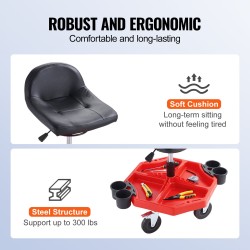 Pyörillä liikkuva tallijakkara pehmustettu istuin 420x370 mm säädettävä korkeus