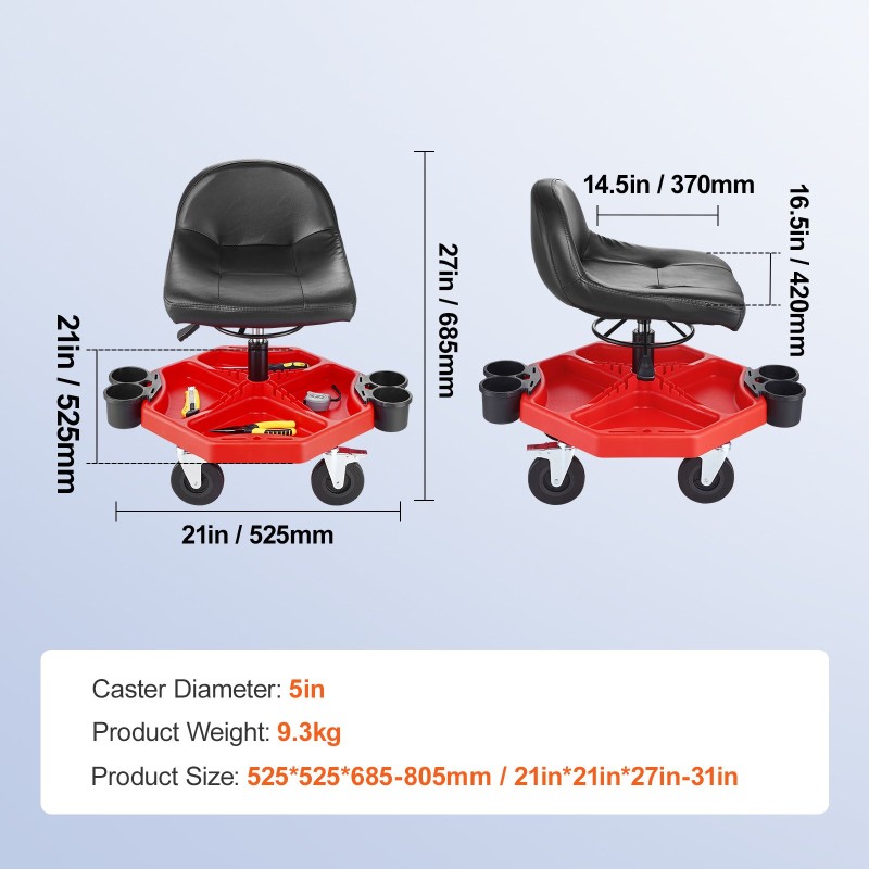 Pyörillä liikkuva tallijakkara pehmustettu istuin 420x370 mm säädettävä korkeus