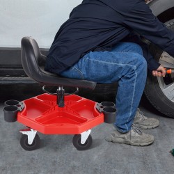 Pyörillä liikkuva tallijakkara pehmustettu istuin 420x370 mm säädettävä korkeus