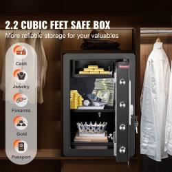 Turvakaappi teräksinen 62 l sormenjälkitunnistimella digitaalinen näppäimistö kaksi avainta palonkestävä pussi