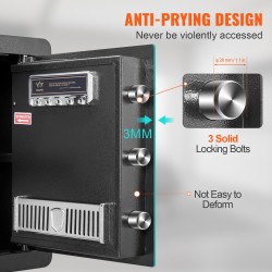 Kassakaappi 51 l kylmävalssattu hiiliteräs sähköinen näppäimistö 2 avainta palonkestävä pussi