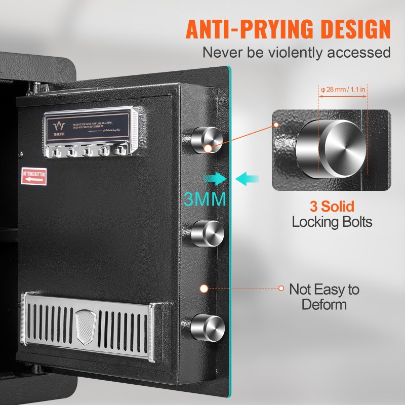 Kassakaappi 51 l kylmävalssattu hiiliteräs sähköinen näppäimistö 2 avainta palonkestävä pussi
